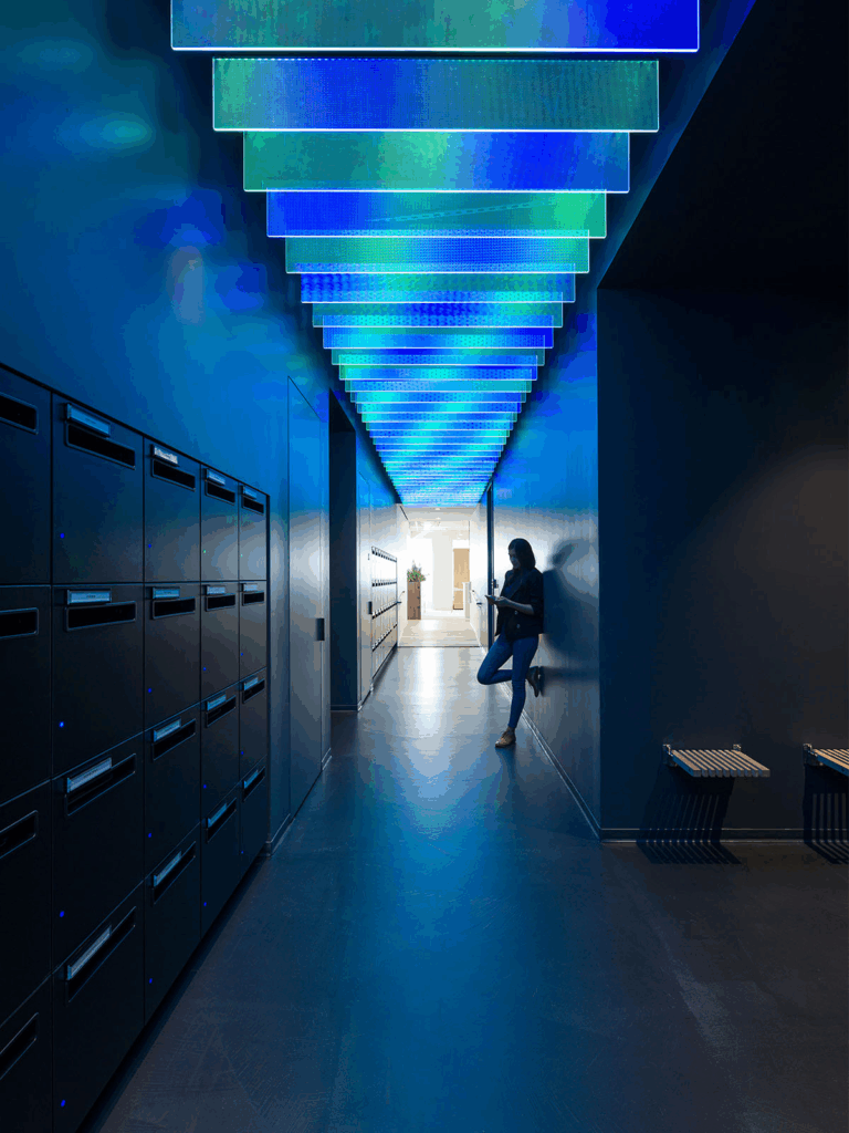 Workplace corridor lockers